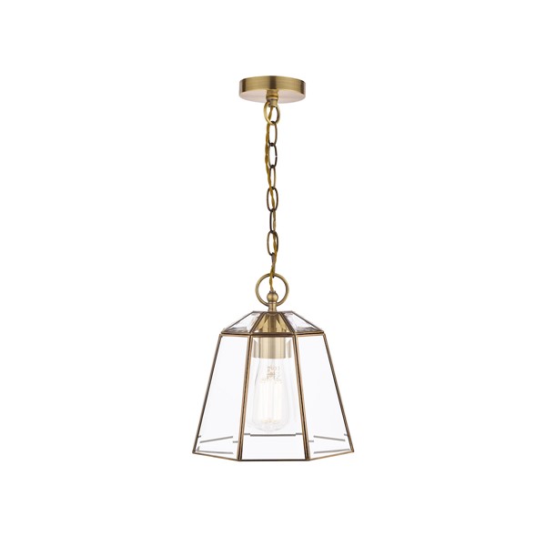 (image for) Laura Ashley Clayton Pendant Antique Brass Glass